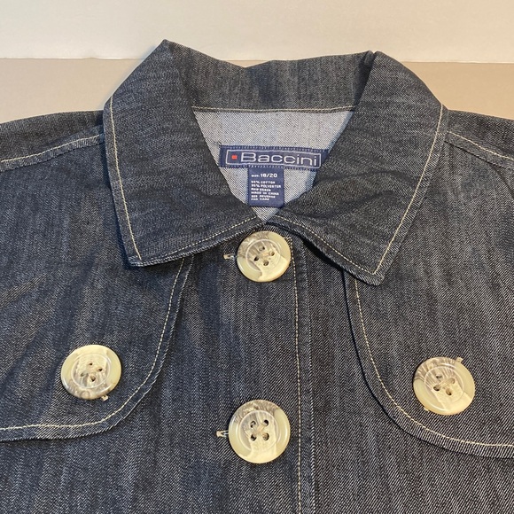 Baccini Women's Dark Indigo Jean Jacket Marbled Buttons NWT Size 18/20 - Picture 2 of 16